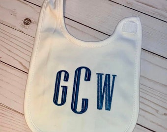 Embroidered Monogram Baby Bib