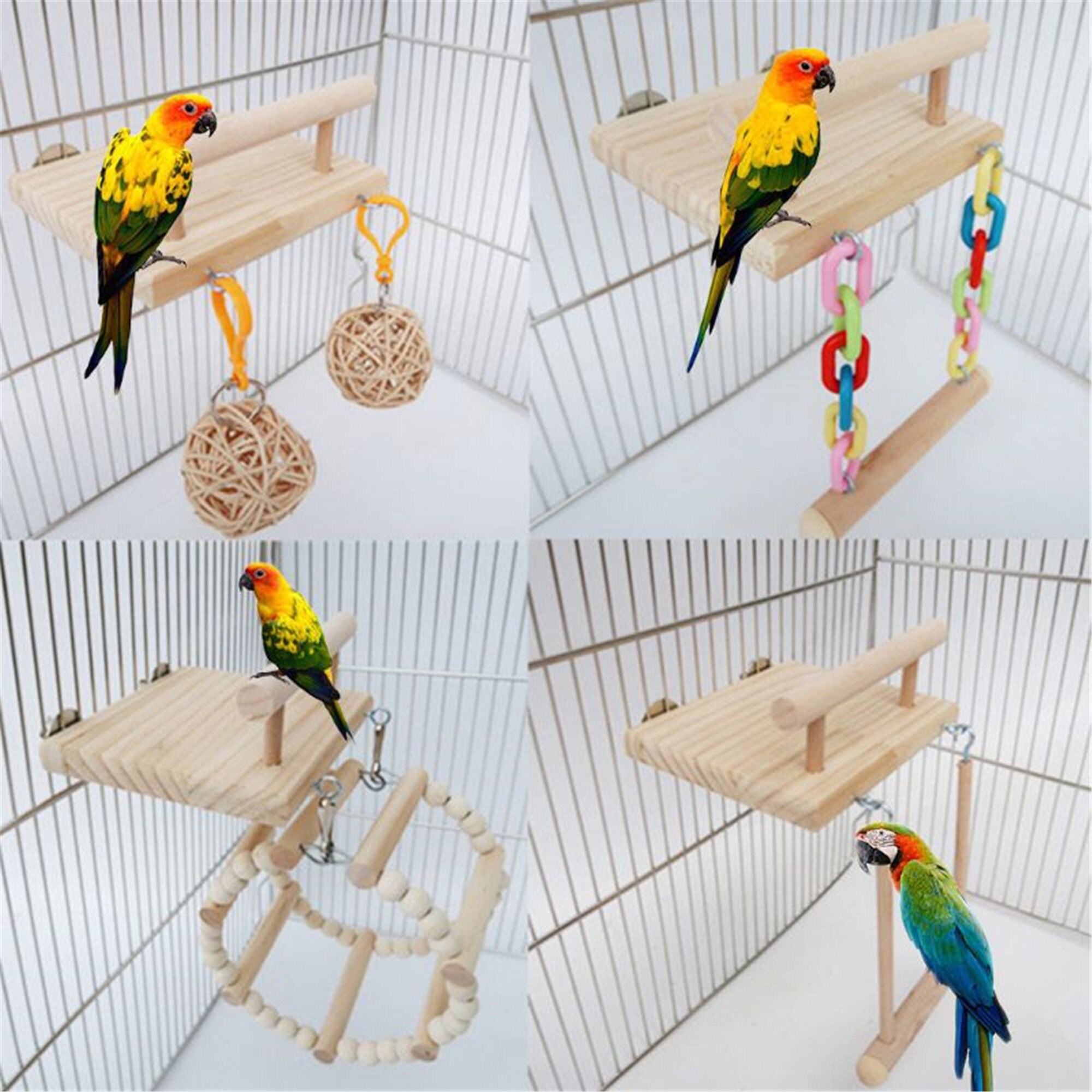 BWOGUE Colorful Bird Perch Stand Platform,Natural Wood Paw Grinding Bird Cage Perch for Parrot Parakeet Hamster Gerbil Cages Toy 
