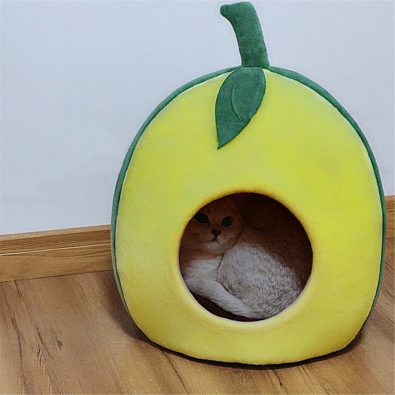 Soft Avocado Cat Bed Warm Cat Cave House Bed with Removable | Etsy