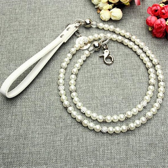 White Imitation Pearls Diamond Pet Dog 