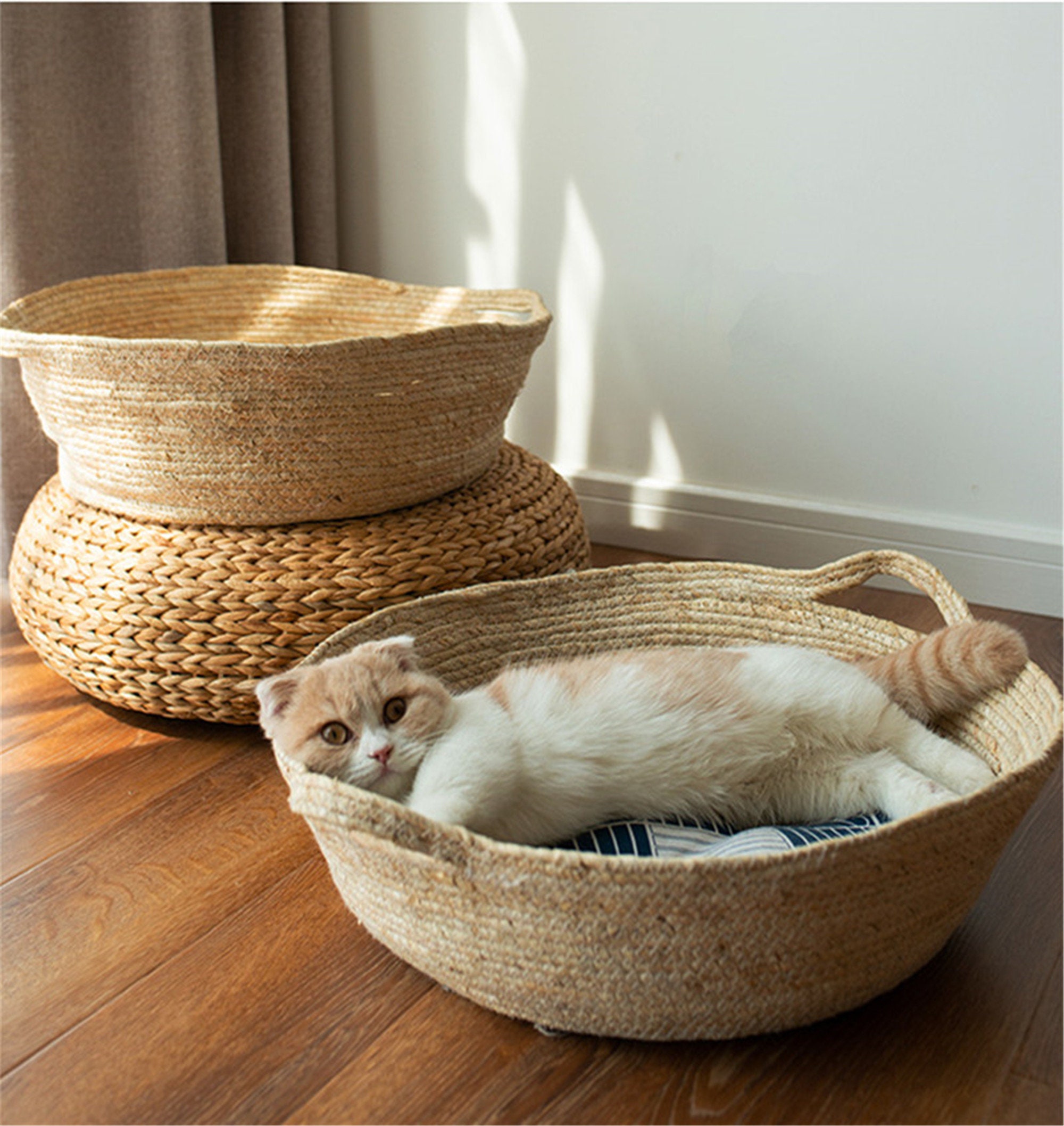 Cat Bed Rattan fourseason Universal Cat Bed Summer Cool Nest Etsy