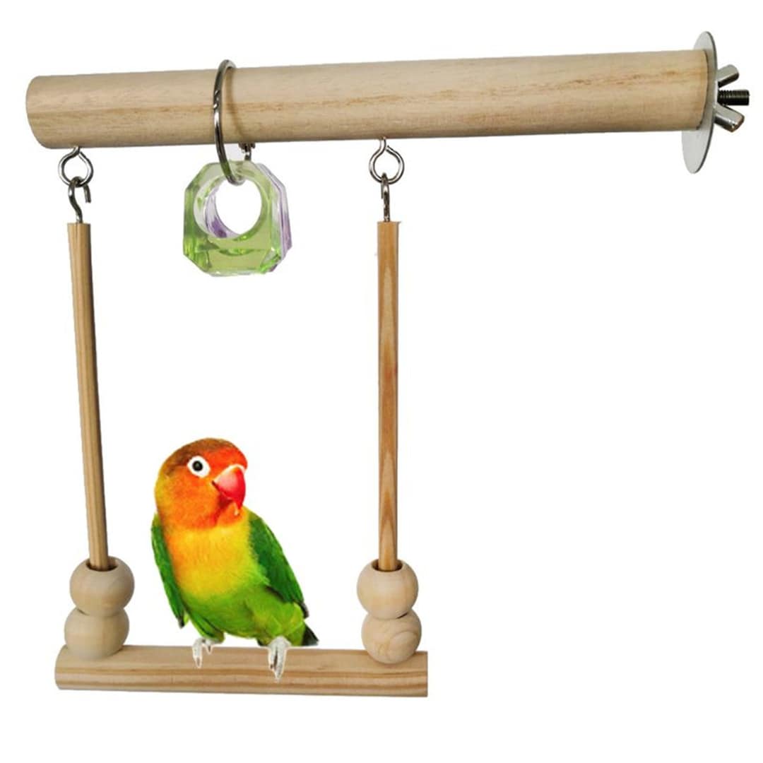 Bird Swing Toy Wooden Parrot Perch Stand Playstand With Etsy