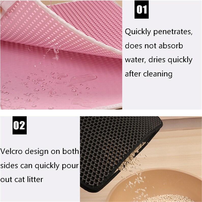 Waterproof Pet Cat Litter Mat Washable Foldable Doublelayer Etsy