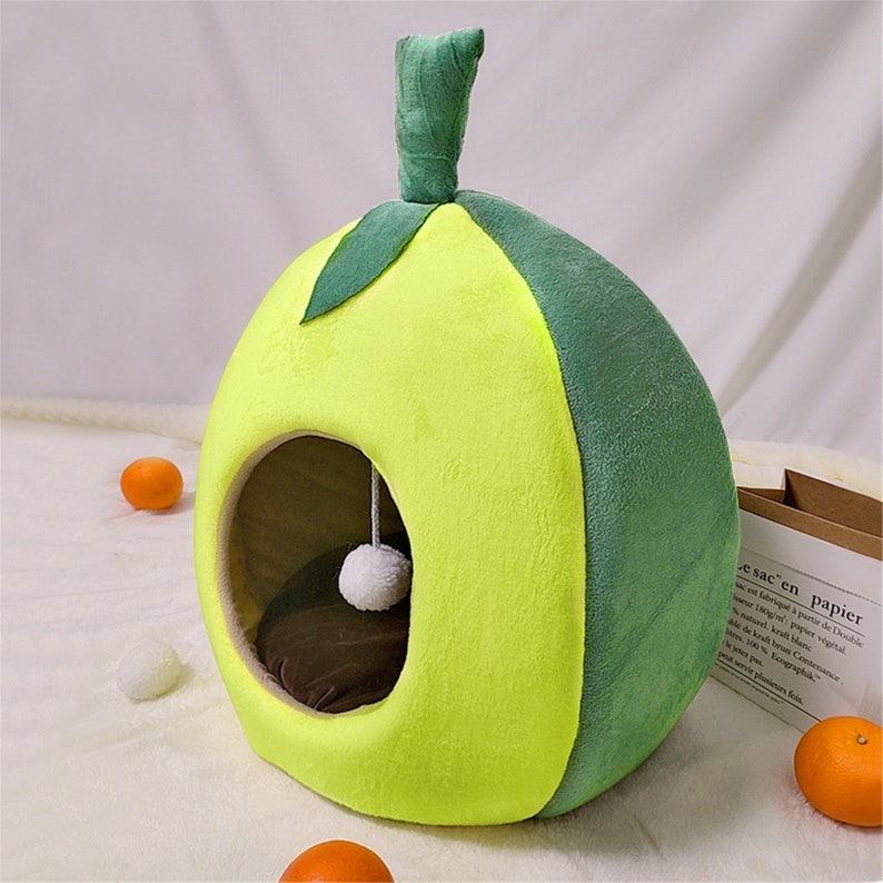 Soft Avocado Cat Bed Warm Cat Cave House Bed with Removable | Etsy
