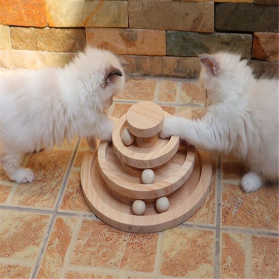 Pet Interactive Toys Cat Turntable Pet Intellectual Track Tower Funny Cat Toy US 