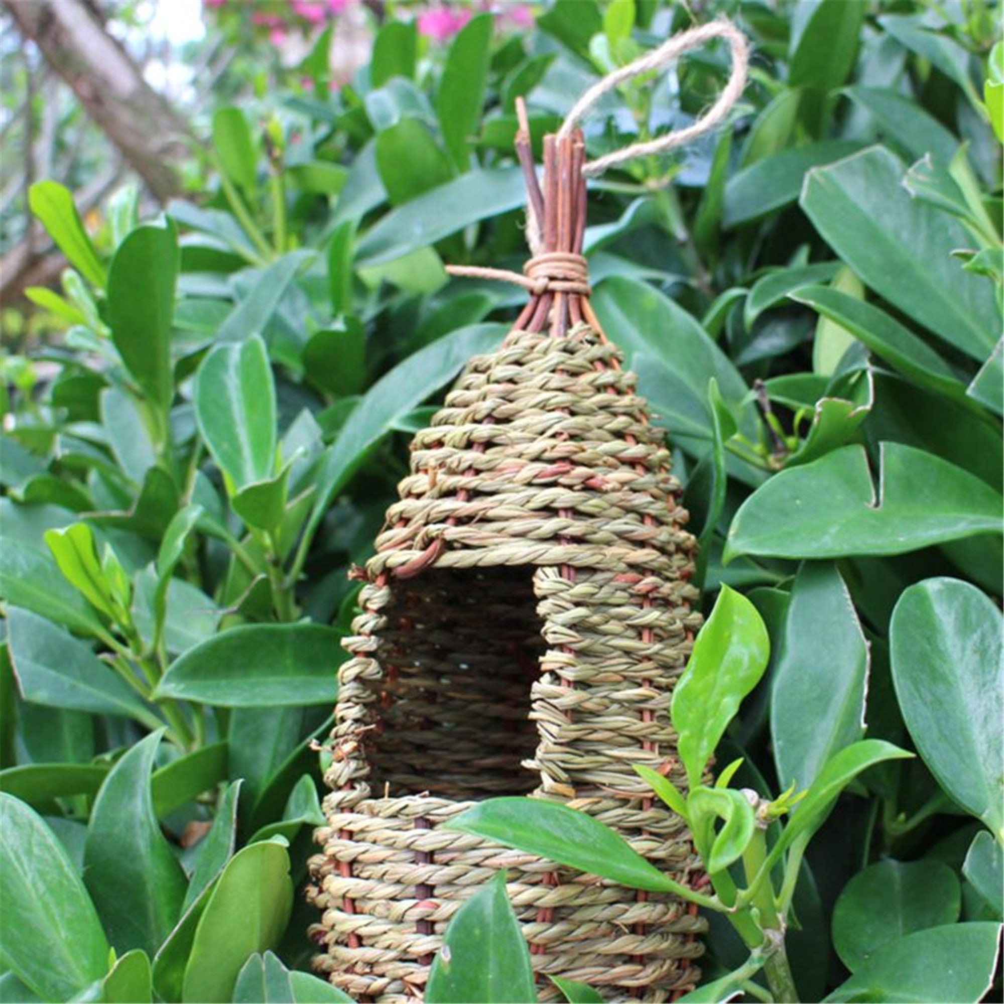 Hanging Bird House Natural Fiber Finch Bird Nest Hut Outdoor | Etsy