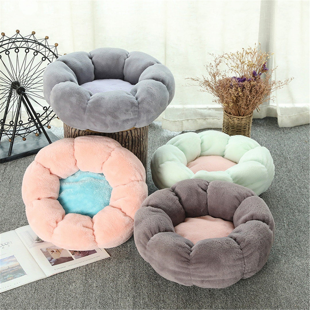 Round Flower Dog Bed for Small Large Dogs Soft Velvet Cat Mat Etsy