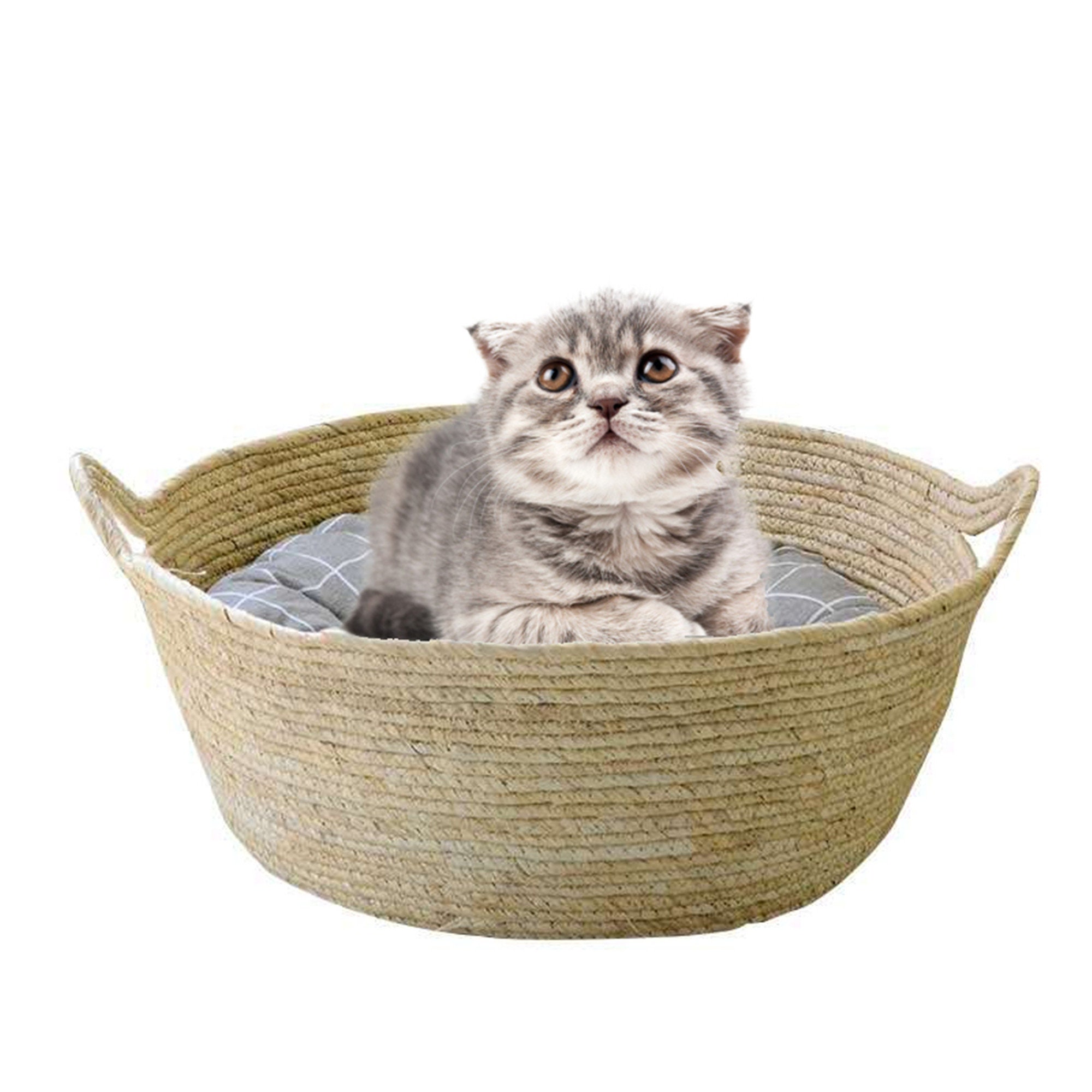 Cat Bed Basket Nest Grass Woven Pet Sleeping Bed House Nesting Etsy