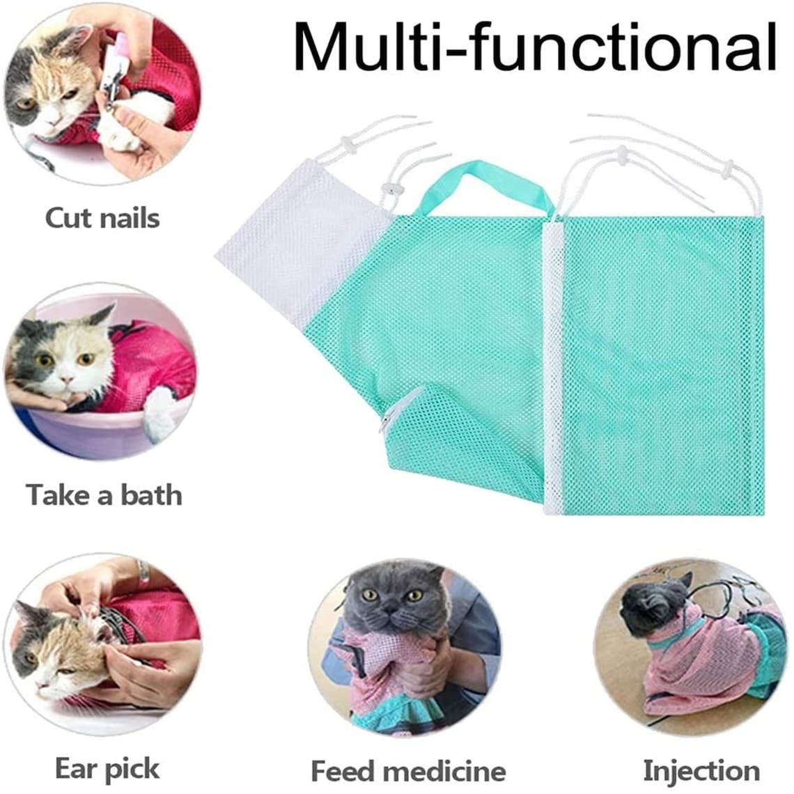 Cat Bathing Bag Cat Grooming Shower Net Adjustable Cats Etsy UK