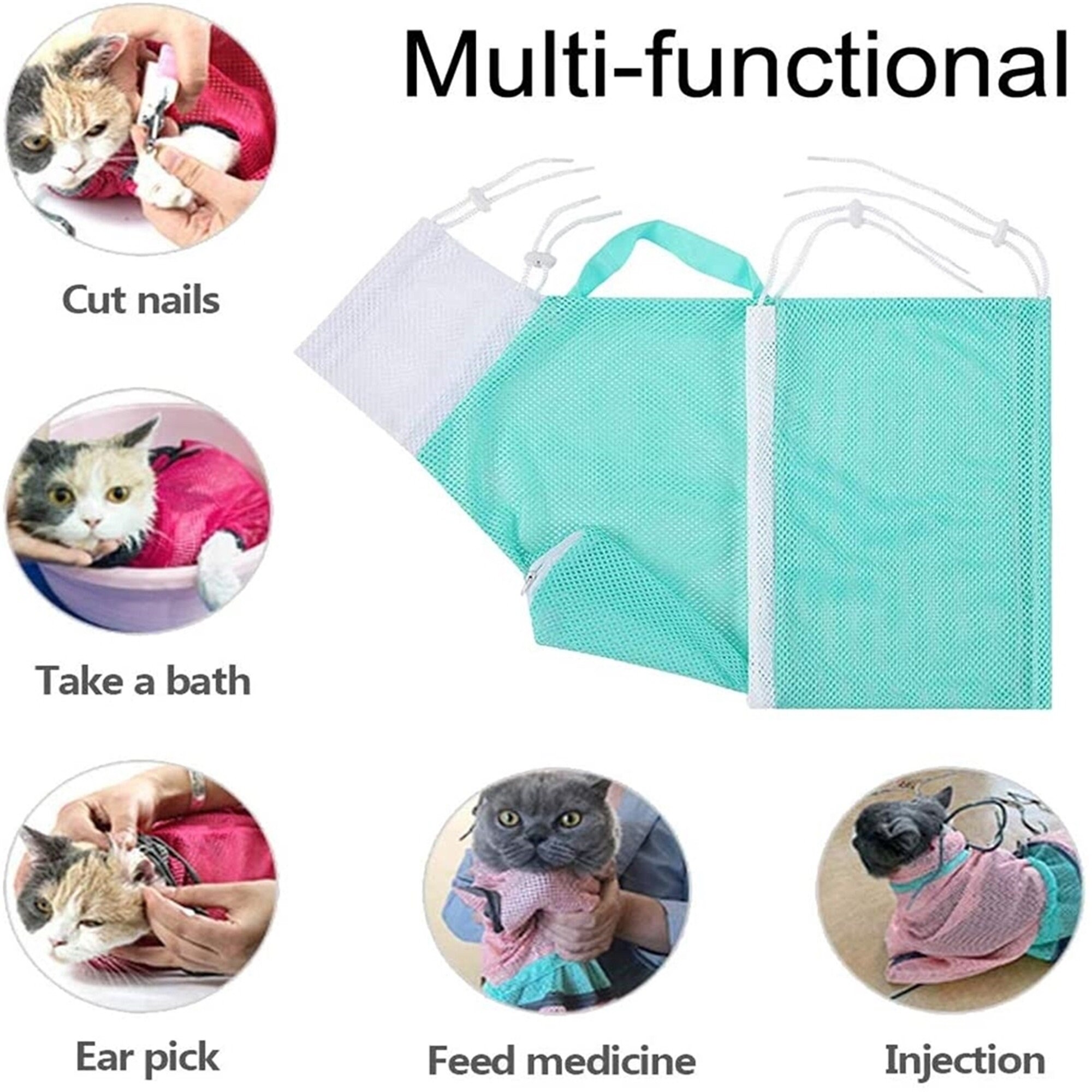 Cat Bathing Bag Cat Grooming Shower Net Adjustable Cats Etsy UK