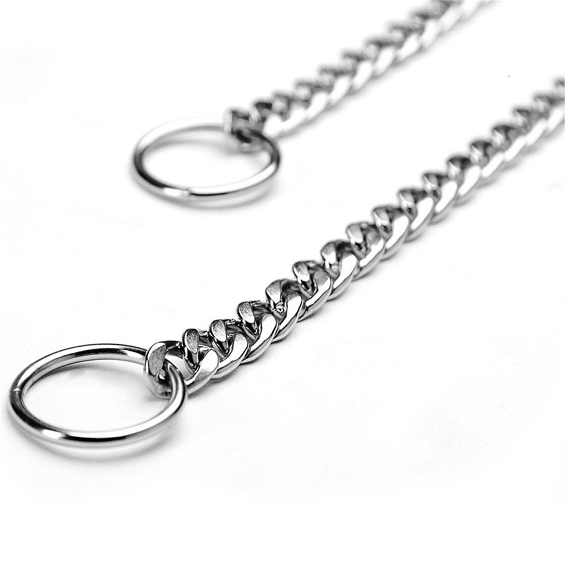 Smooth Flat Chain Dog Collar Silver Cuban Link Dog Slip Chain Etsy