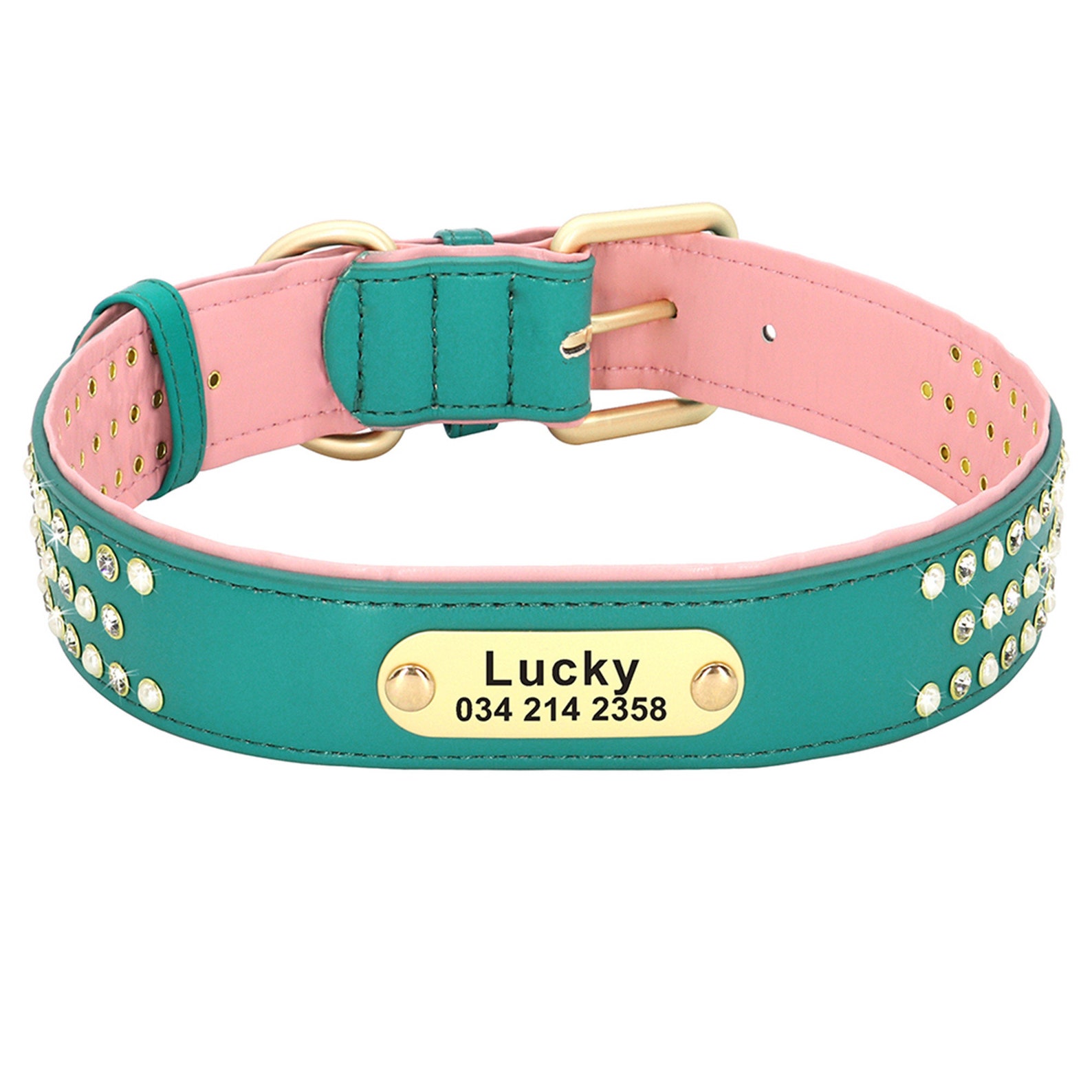 Collar de perro personalizado Bling Rhinestone collar de cuero Etsy