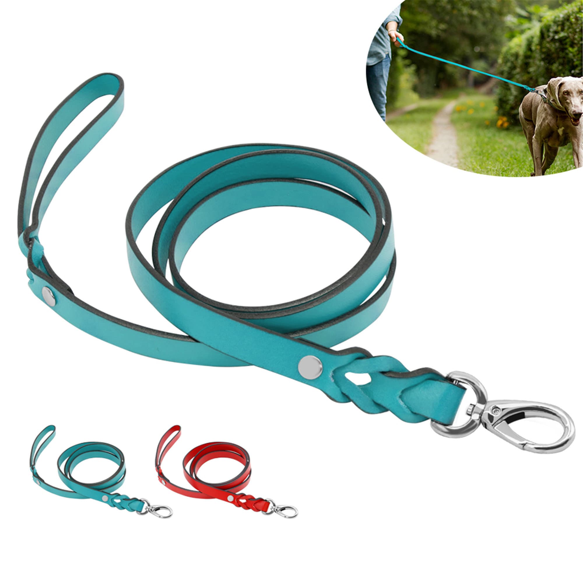 Leather Large Dog Leash Durable Outdoor Pet Walking Training Etsy