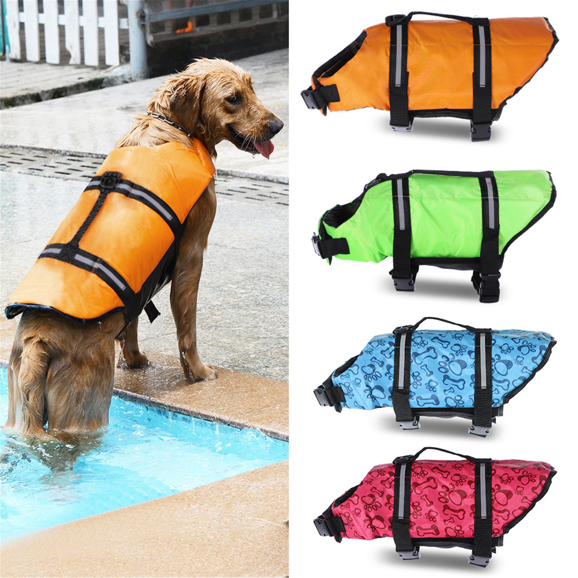 Dog Life Jacket Vests Outdoor Pet Dog Cloth Float Puppy Rescue Etsy
