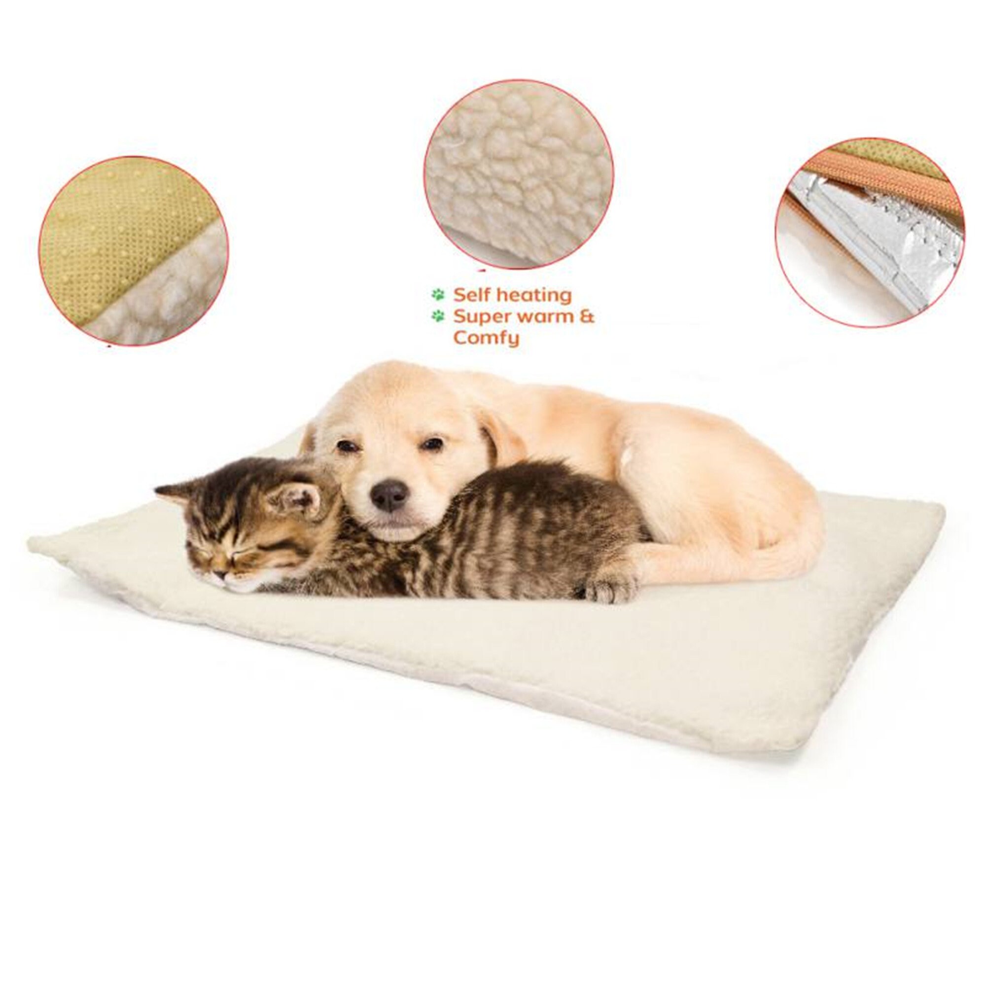 Self Heating Pet Bed Super Soft Fleece Comfortable Mat Warmer Etsy
