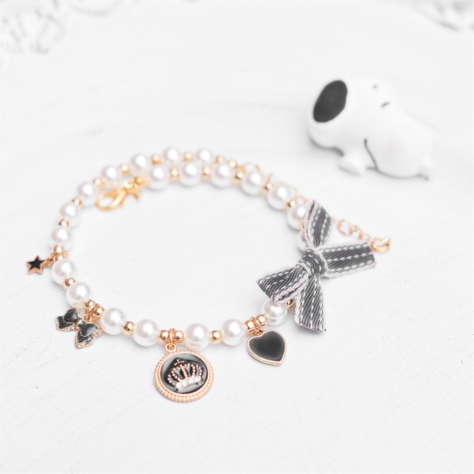 Luxury Cat Collar Imitation Pearl Necklace Crystal Pet Collar Etsy