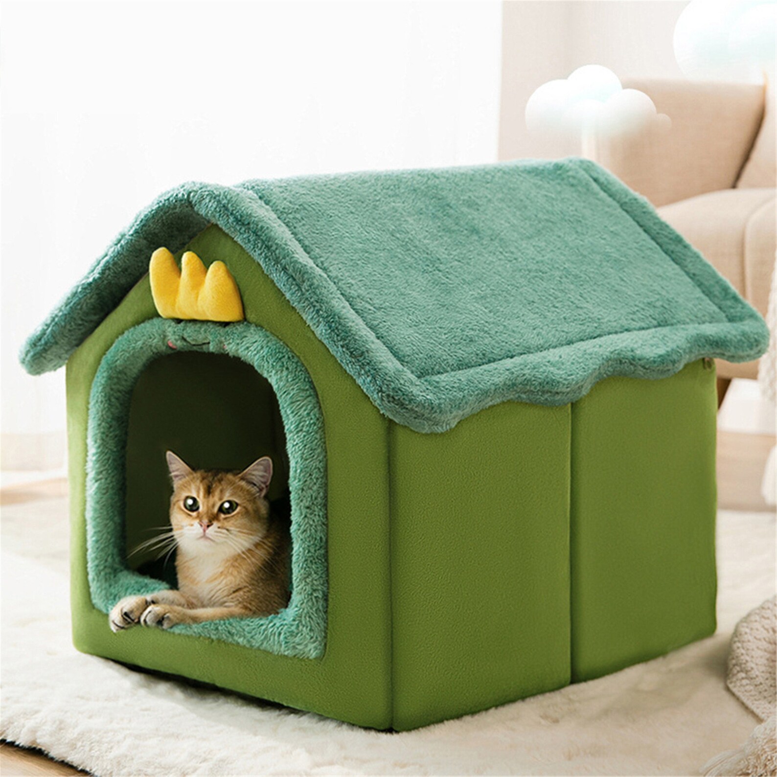 Foldable Pet Cat House Indoor Warm Kennel Pet Cat Cave Nest Etsy UK