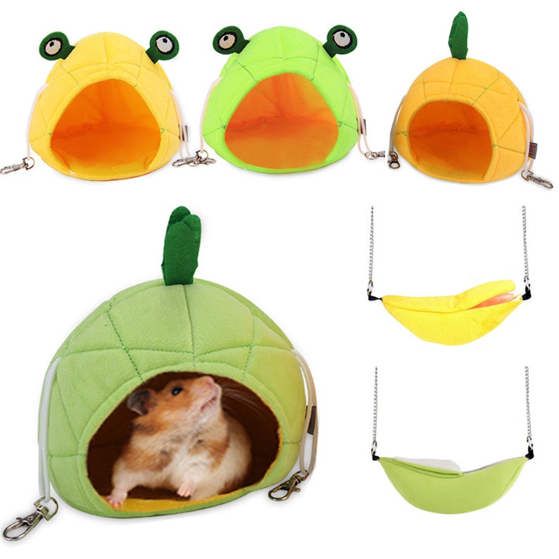 1pc Hamster Hanging House Small Animal Cages Banana Design Winter Warm Mouse Cotton Soft Bed Hammock