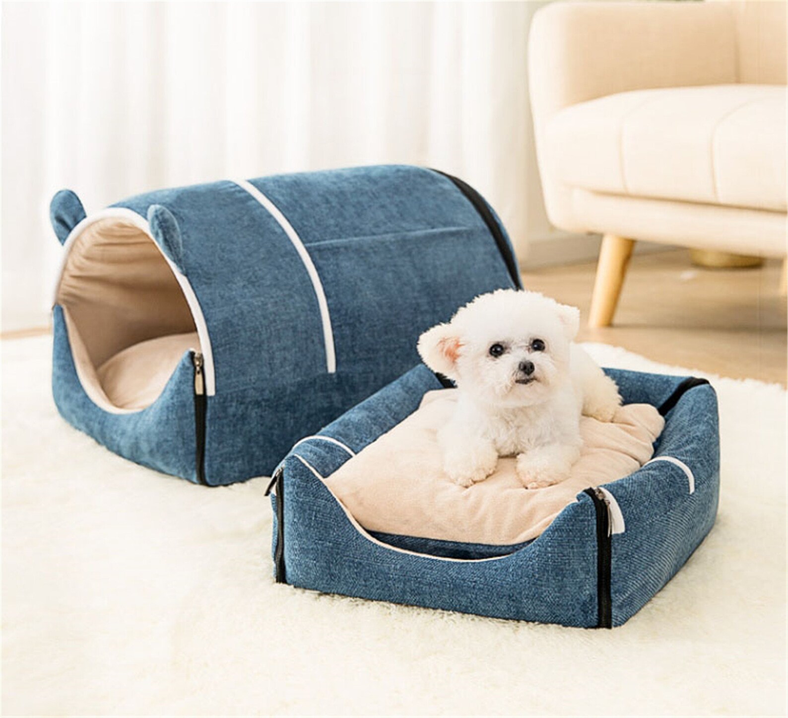 Hund Haus abnehmbare Winter warmbett für Haustier Halb Etsy