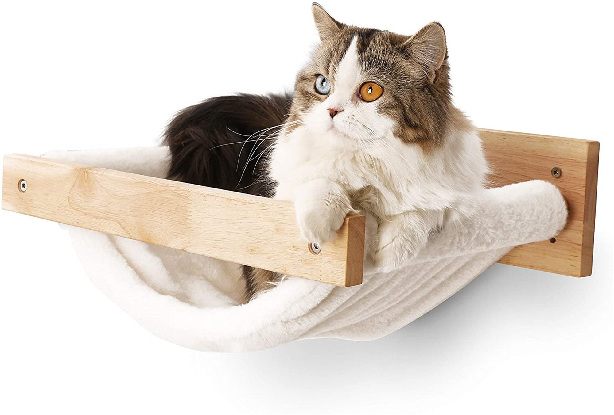 Pet Bowls cat wall furniture set cat bed Wooden cat bowls stand with wall mounted hammock Pet
