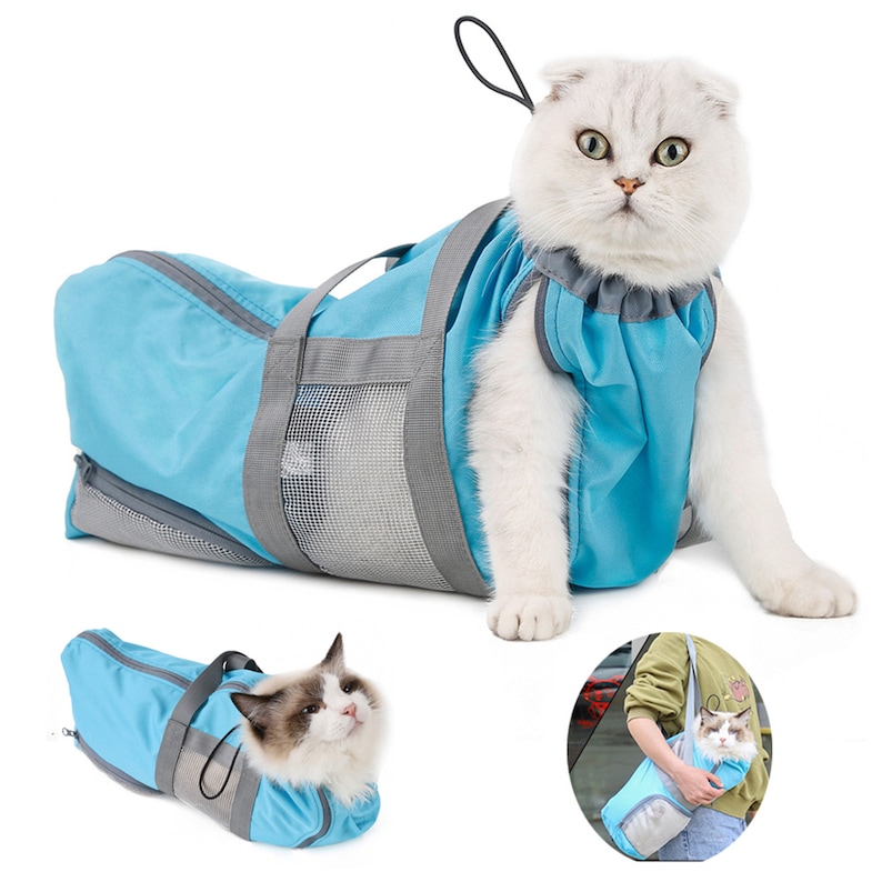 Cat Grooming Bag Mesh Restraint Cat Bag Nail Trimming Pet Etsy