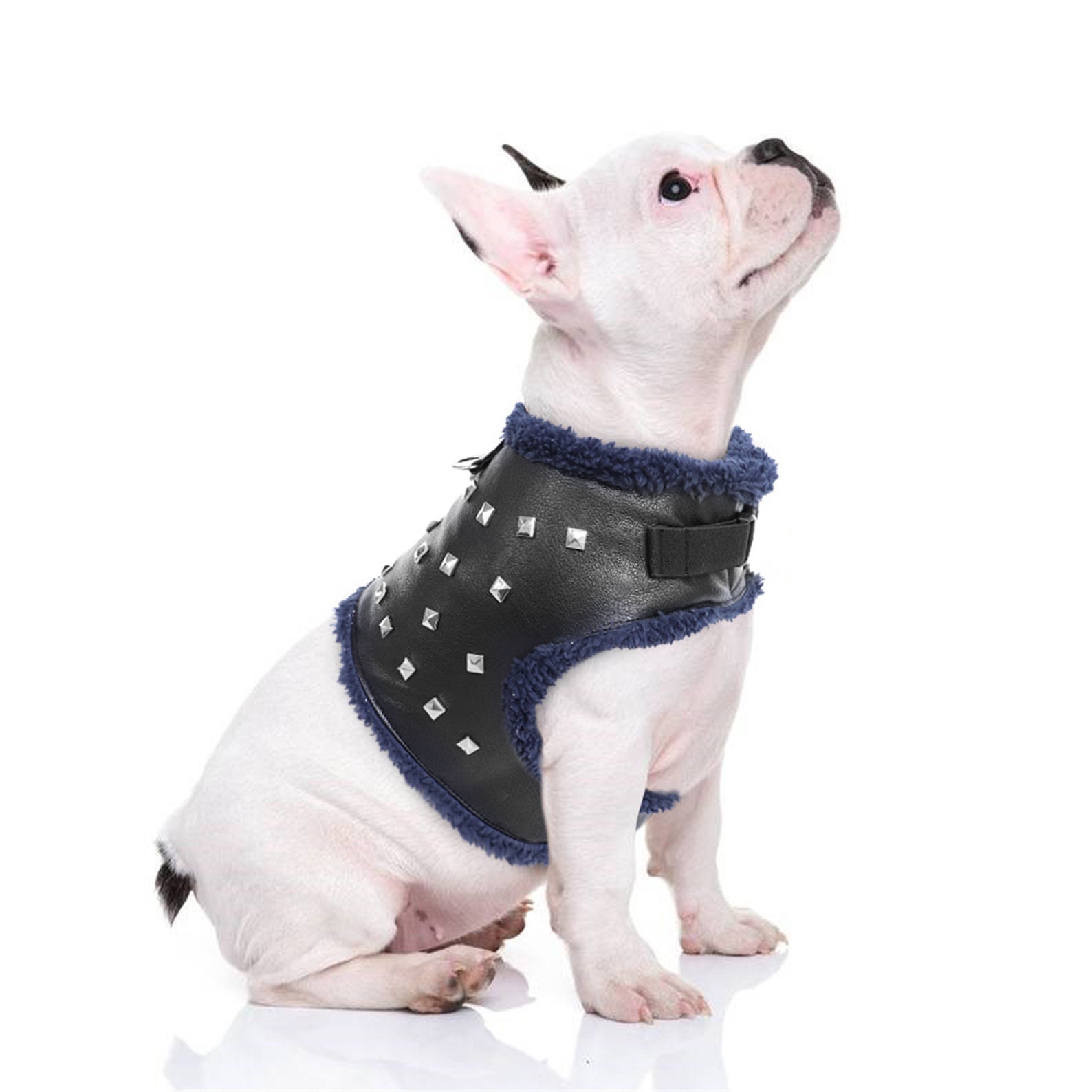 Cool Leather Dog Harness Warm Fleece Padded Dogs Clothes Vest Etsy