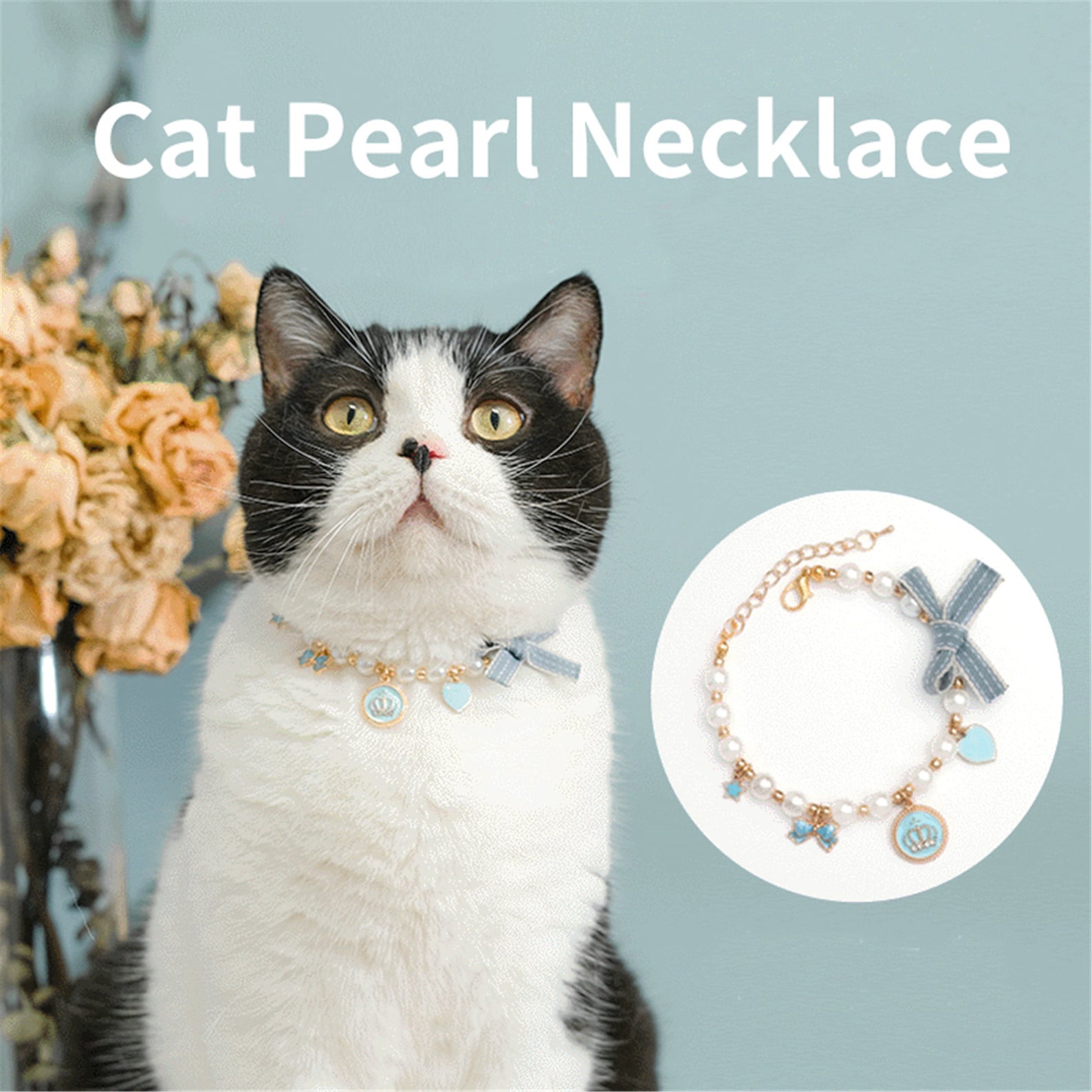 Luxury Cat Collar Imitation Pearl Necklace Crystal Pet Collar Etsy