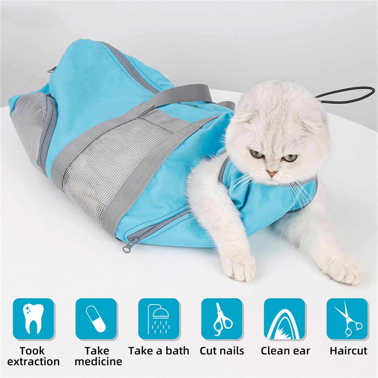 Cat Grooming Bag Mesh Restraint Cat Bag Nail Trimming Pet Etsy