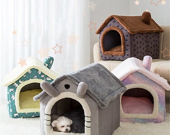 Kennel and Pen. House MHBY Kennel Portable Dog House Foldable Winter Warm pet Bed nest Tent cat Puppy Puppy Dog Kennel Winter Warm pad pet Supplies 