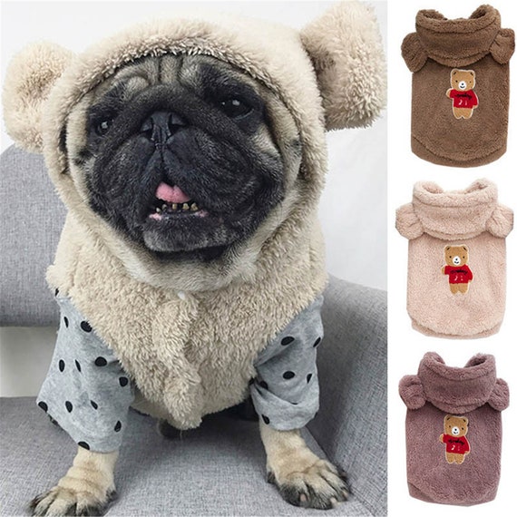 French Bulldog Pet Clothes Winter Dog Costume Soft Flannel Etsy