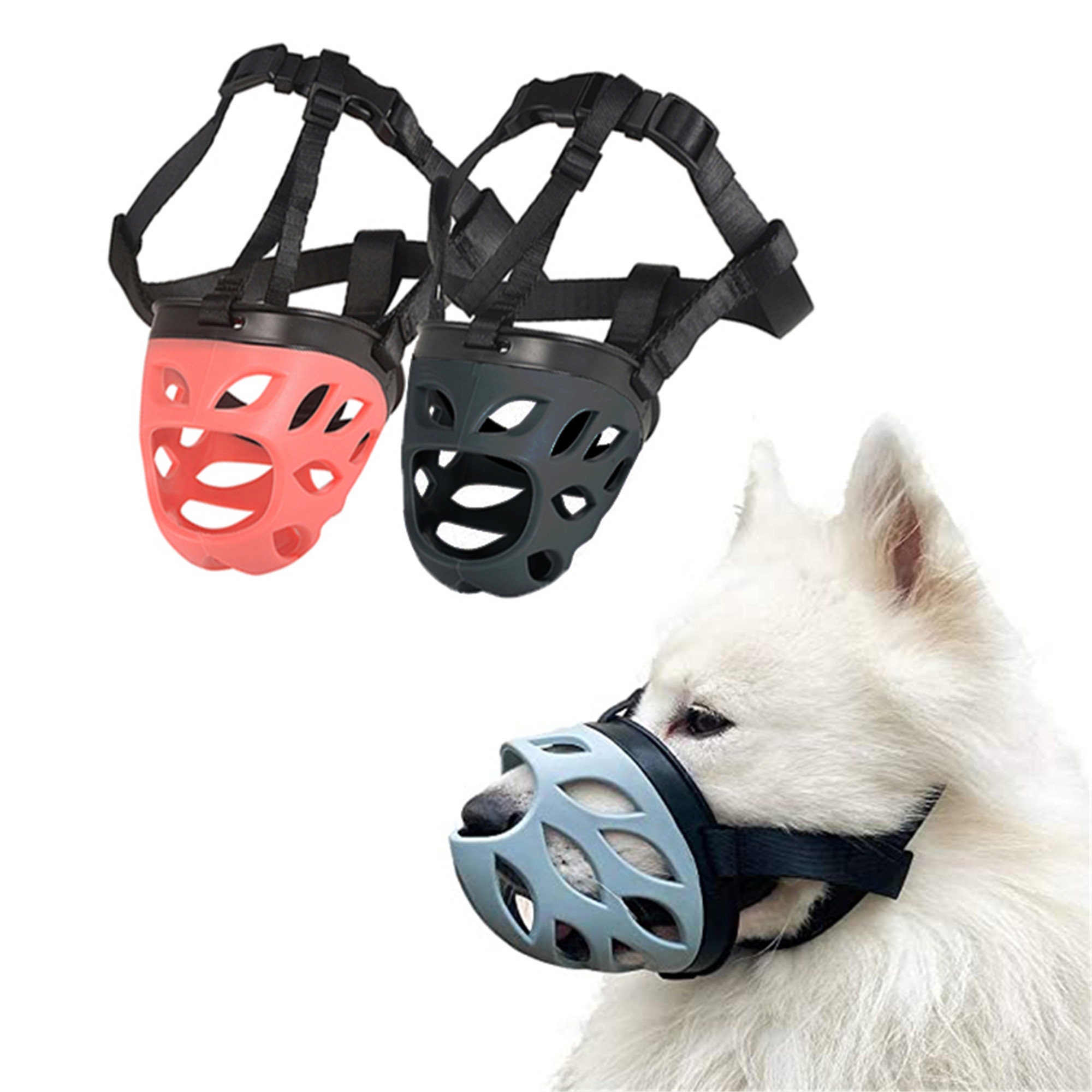 Reflective Soft Nylon Mesh Pet Mouth Cover to Prevent Biting Barking and Chewing Breathable and Adjustable Muzzle for Small Medium Large Dogs Dog Muzzle 