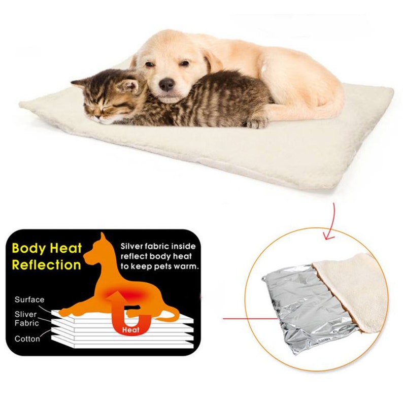 Self Heating Pet Bed Super Soft Fleece Comfortable Mat Warmer Etsy