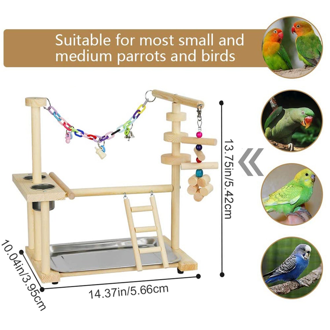 Bird Playground Wood Parrots Play Stand Play Gym Parakeet Etsy