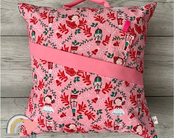 Pink Nutcracker Christmas Reading pillow/ cushion, Unique gifts, Book lovers gift, children’s  decor, Book pillow, Christmas gift