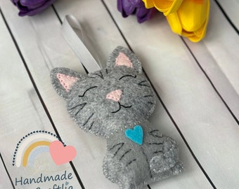 Cute Tabby cat hanging ornament, spring decor, decorations