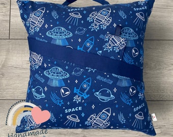 Space Reading Cushion with matching bookmark, Birthday gift, unique gifts, book lovers, children’s reading pillow, book pillow