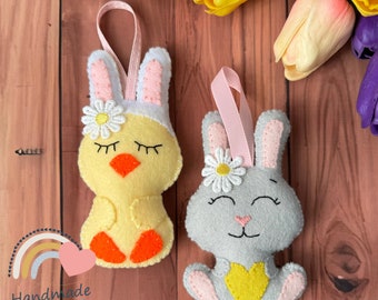 Easter Bunny Rabbit & Chick hanging ornaments, gifts, decorations, Easter decorations, Easter decor