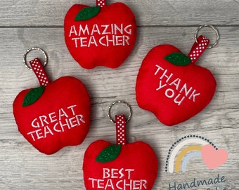 Teacher’s gift apple keyring, Keepsake, Teachers gift, Classroom gift, end of year gift, personalised gift