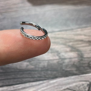 Clicker Titanium Hinged Nose Ring Septum Hoop Implant Grade CZ 14g 16g 18g Daith Ear Tragus Cartilage Body Jewelry Piercing Helix Rook
