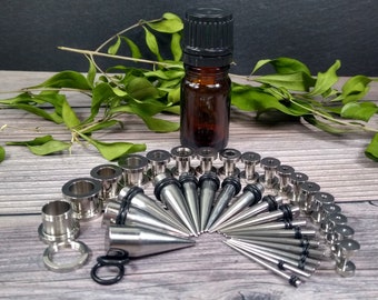 Ohrdehnungsset 14G-00G, 37-teilig, schraubbare Plugs, Nachsorge-Messgeräte, Expander-Set, chirurgischer Stahl, Verjüngungen, Tunnel, Körperschmuck, Piercing, mehrfarbig