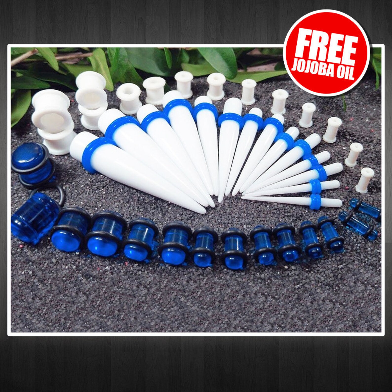 43 PC Ear Stretching Kit 8G12MM White Blue Aftercare Ear Etsy