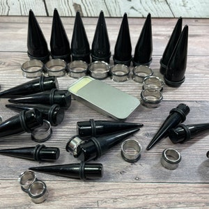 Kit d'étirement de grands manomètres 00G-25 mm, bouchons de soins post-opératoires pour tunnels coniques en acier (10 mm),1/2"(12 mm),9/16"(14 mm),5/8"(16 mm),11/16" (18 mm),13/16"