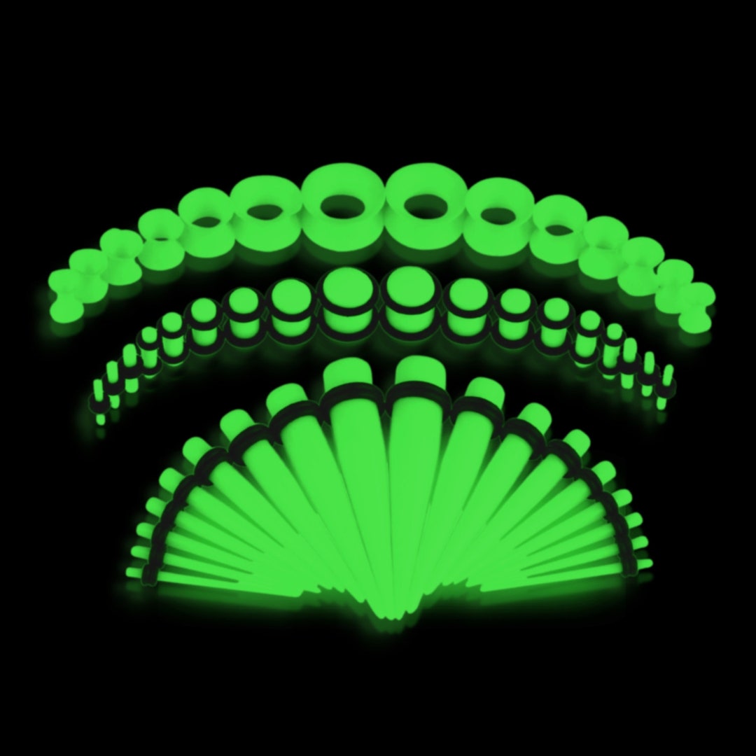 50 PC Ear Stretching Kit 14G12MM Glow White or Clear Aftercare Ear