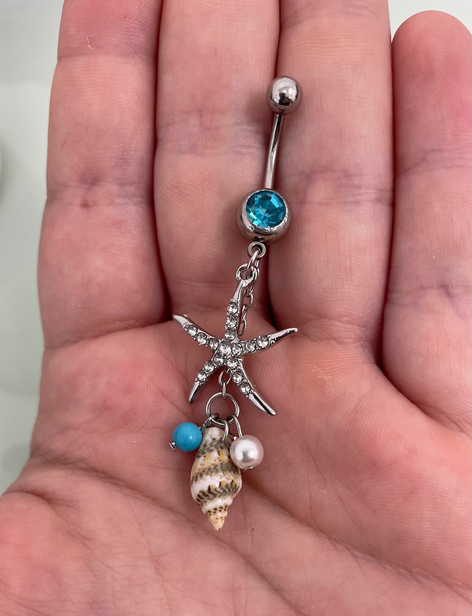 5PC Belly Button Rings Dangle Set Classy Seashell Anchor Etsy