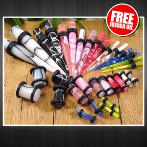 33 PC Ear Stretching Kit 14G-0G Marble Multicolor Aftercare Ear Gauges Expander Set Acrylic Tapers Plugs Body Jewelry Piercing