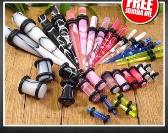33 PC Ear Stretching Kit 14G-0G Marble Multicolor Aftercare Ear Gauges Expander Set Acrylic Tapers Plugs Body Jewelry Piercing