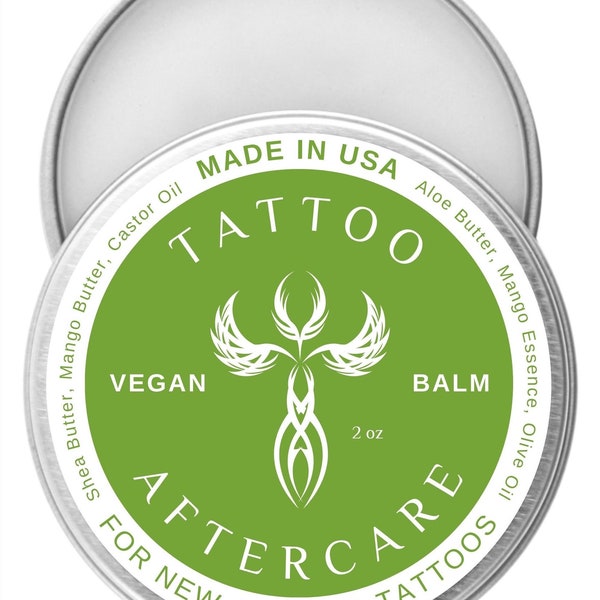 Tattoo Aftercare Balm Healing Cream Moisturizer - Lotion Revive Inked Skin Enhancing Color - Soothing Butter Protection Natural Vegan - 2oz