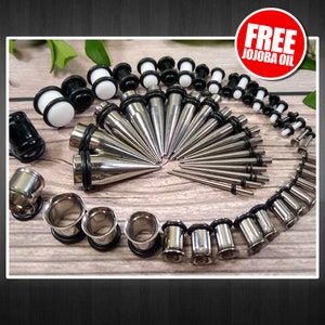 73 PC Kit d'étirement des oreilles 14G-00G Jauges de suivi multicolores Ensemble d'extenseurs Cônes en acier chirurgical Bouchons Tunnels Acrylique Bijoux de corps Piercing