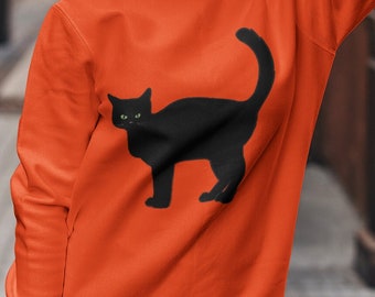 Halloween Cat Shirt Halloween Crewneck Black Cat Sweatshirt Halloween Sweater Black Cat Shirt Cat Lover Shirt Spooky Season Fall Sweatshirt