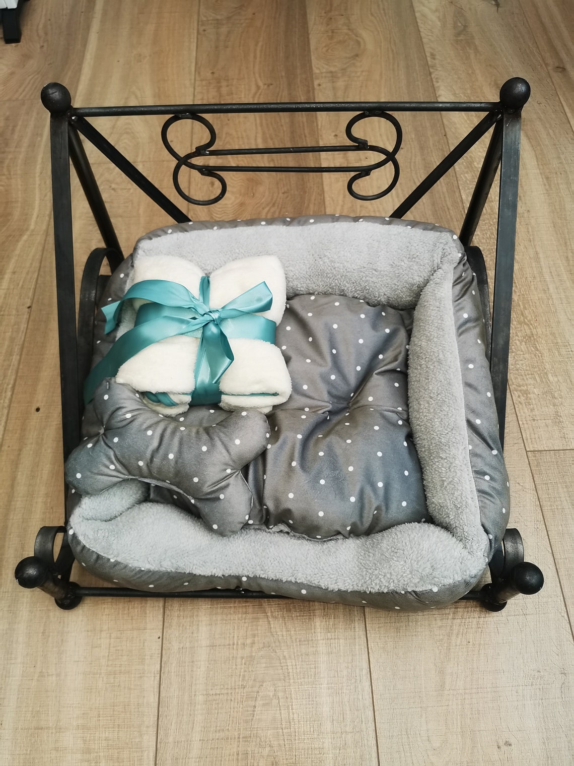 Metal wrought iron raised dog bed small pet bedding luxury Etsy